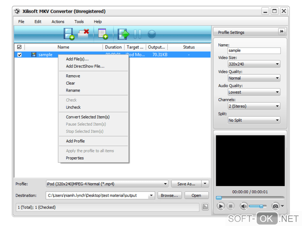Screenshot №1 "Xilisoft MKV Converter"