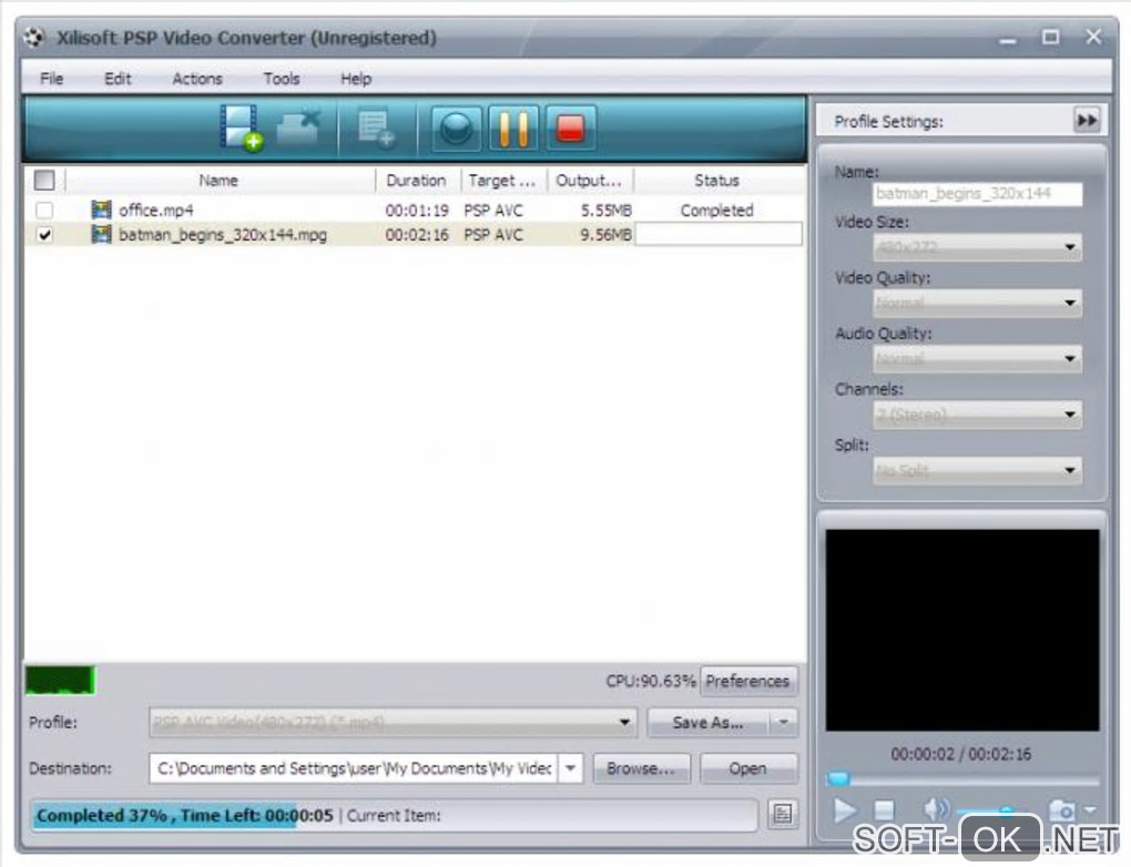 Screenshot №2 "Xilisoft PSP Video Converter"