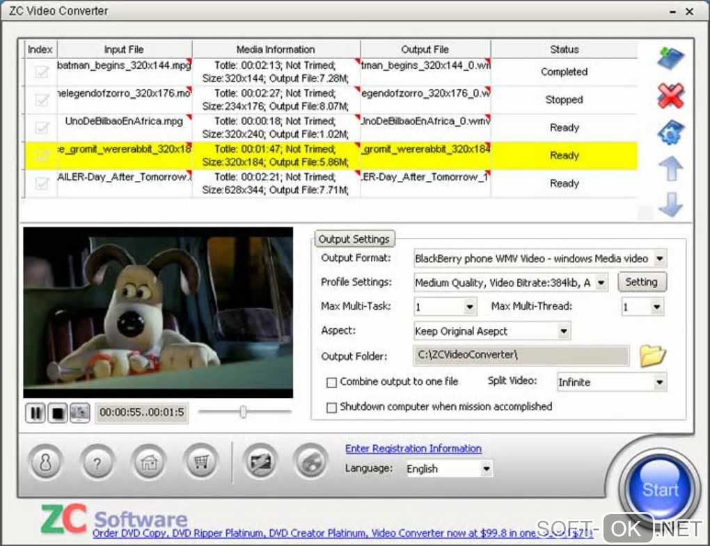 The appearance "ZC Video Converter"