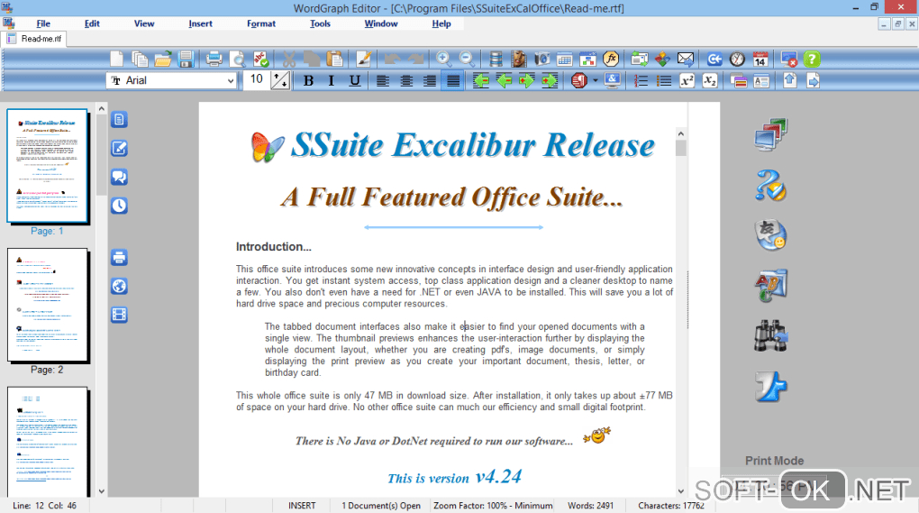 The appearance "SSuite Office WordGraph"