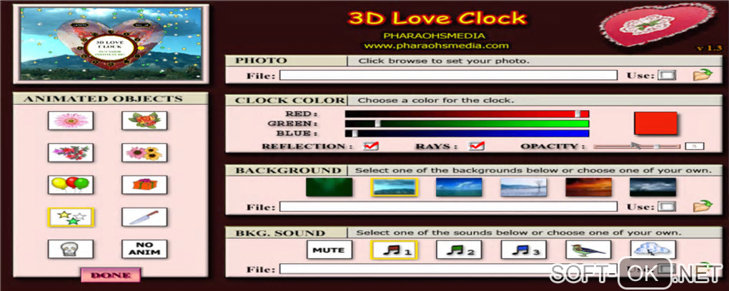The appearance "3D Love Clock"