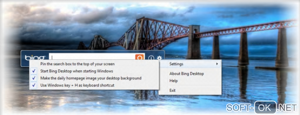 The appearance "Bing Desktop"