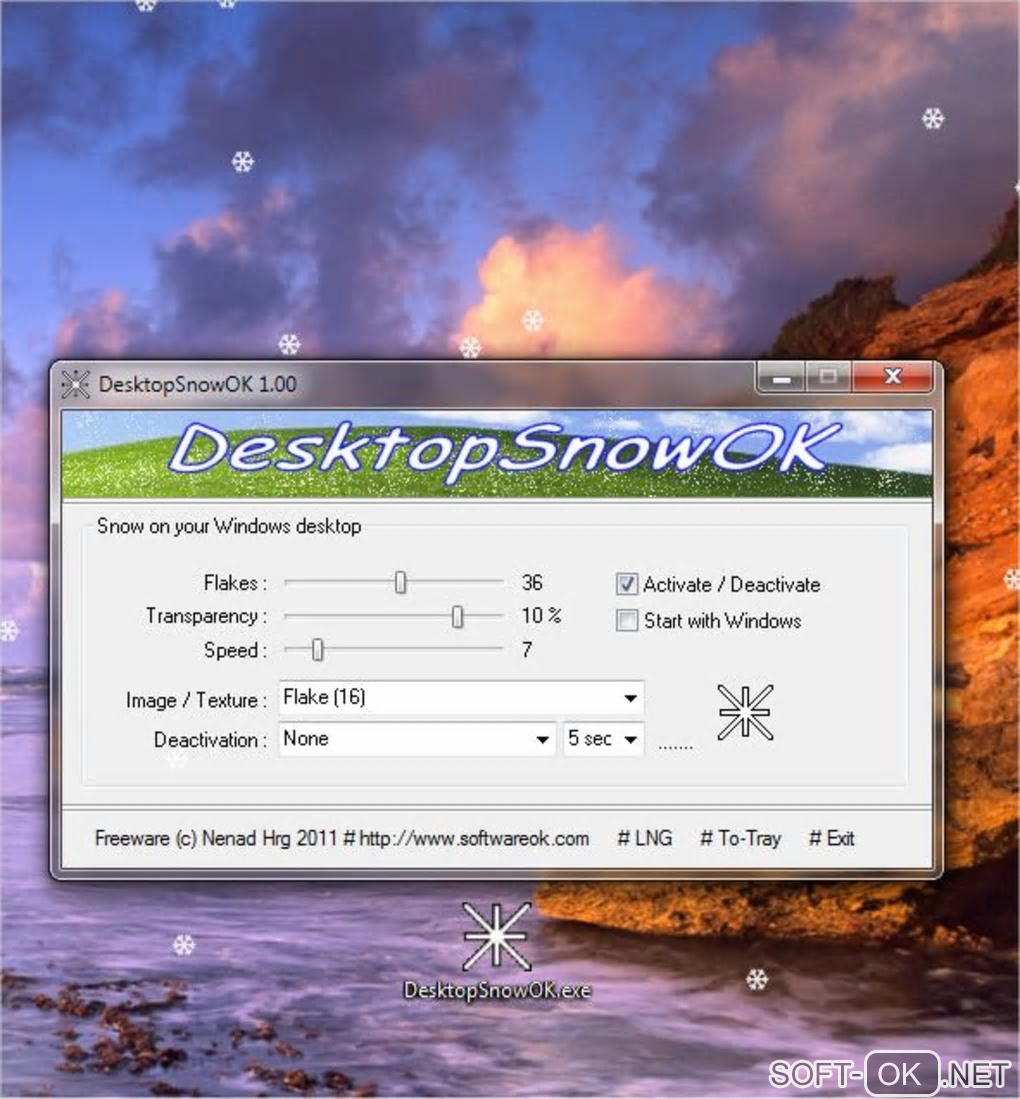 The appearance "DesktopSnowOK"