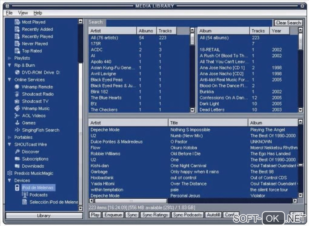 The appearance "iPod Plug-in for Winamp"