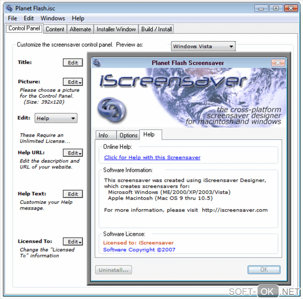 The appearance "iScreensaver Designer"