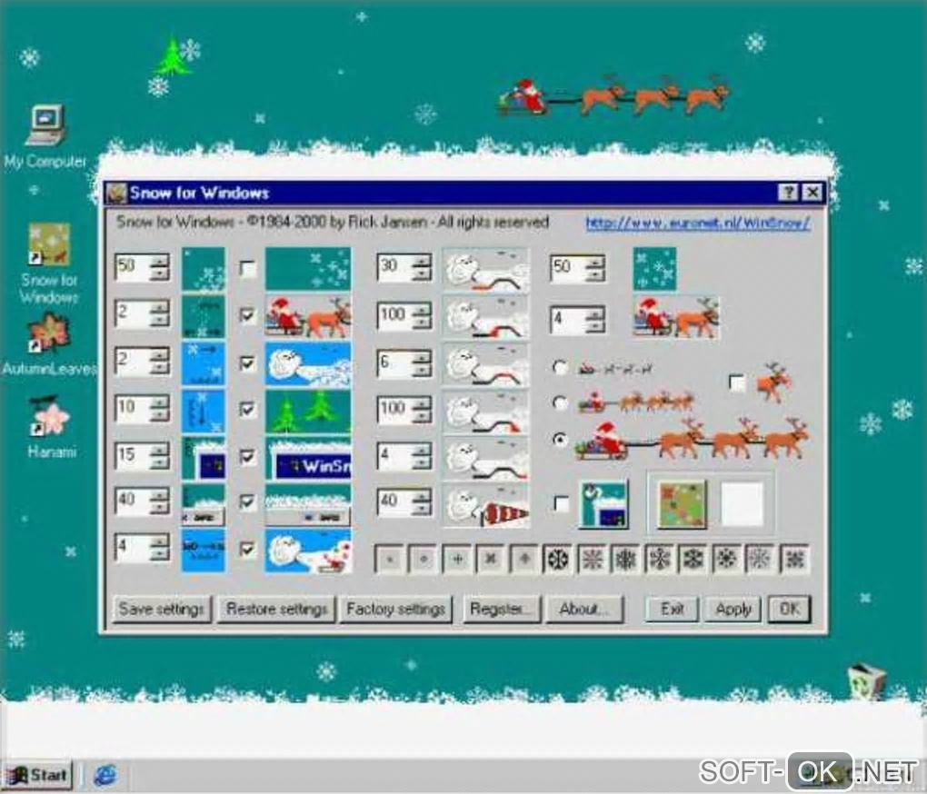 Screenshot №1 "Snow for Windows"