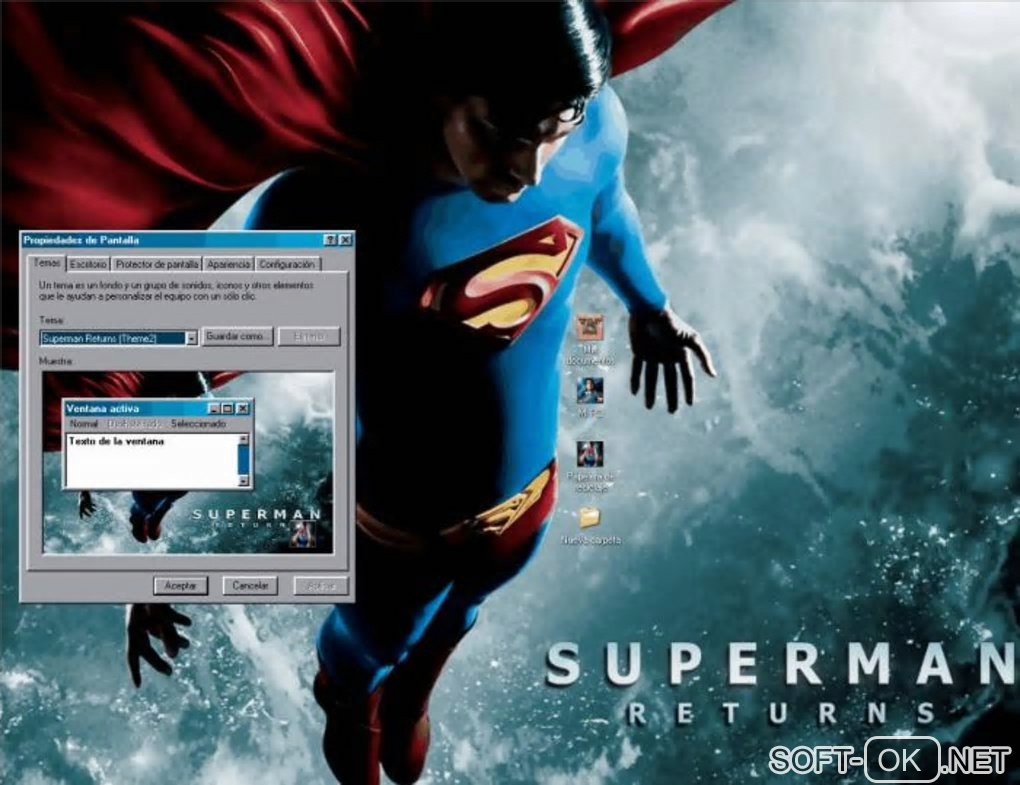 Screenshot №1 "Superman Returns Desktop Theme"