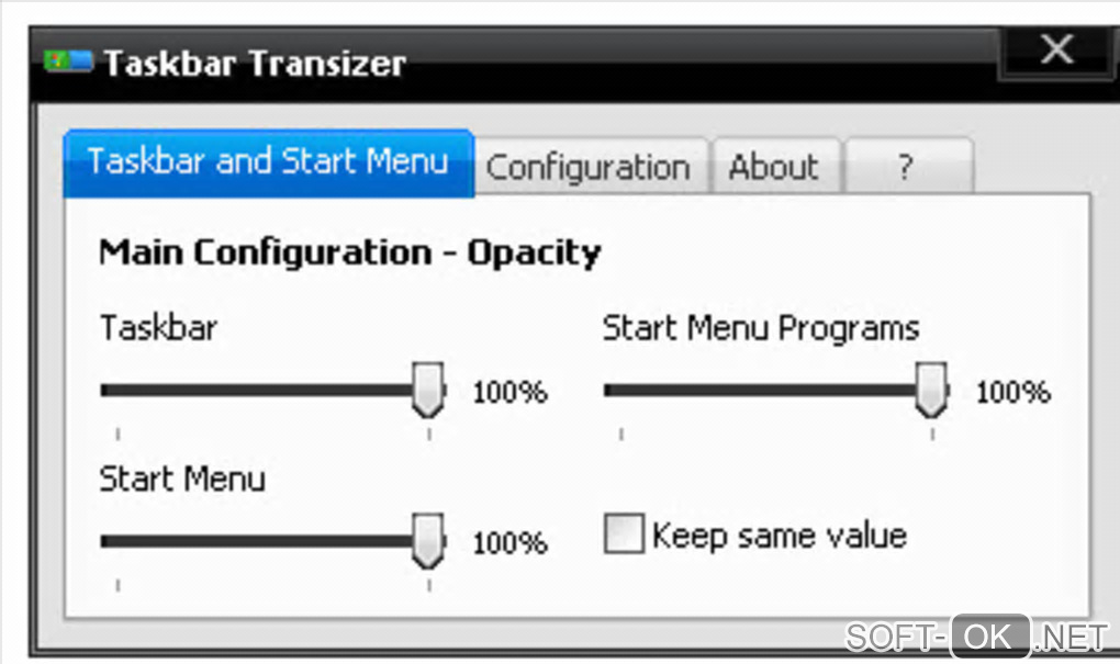 Screenshot №2 "Taskbar Transizer"