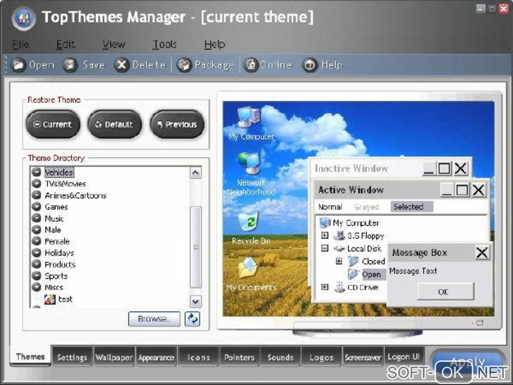The appearance "TopThemes Manager"