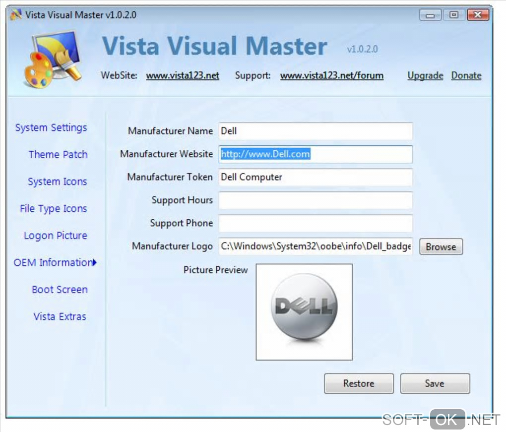 The appearance "Vista Visual Master"