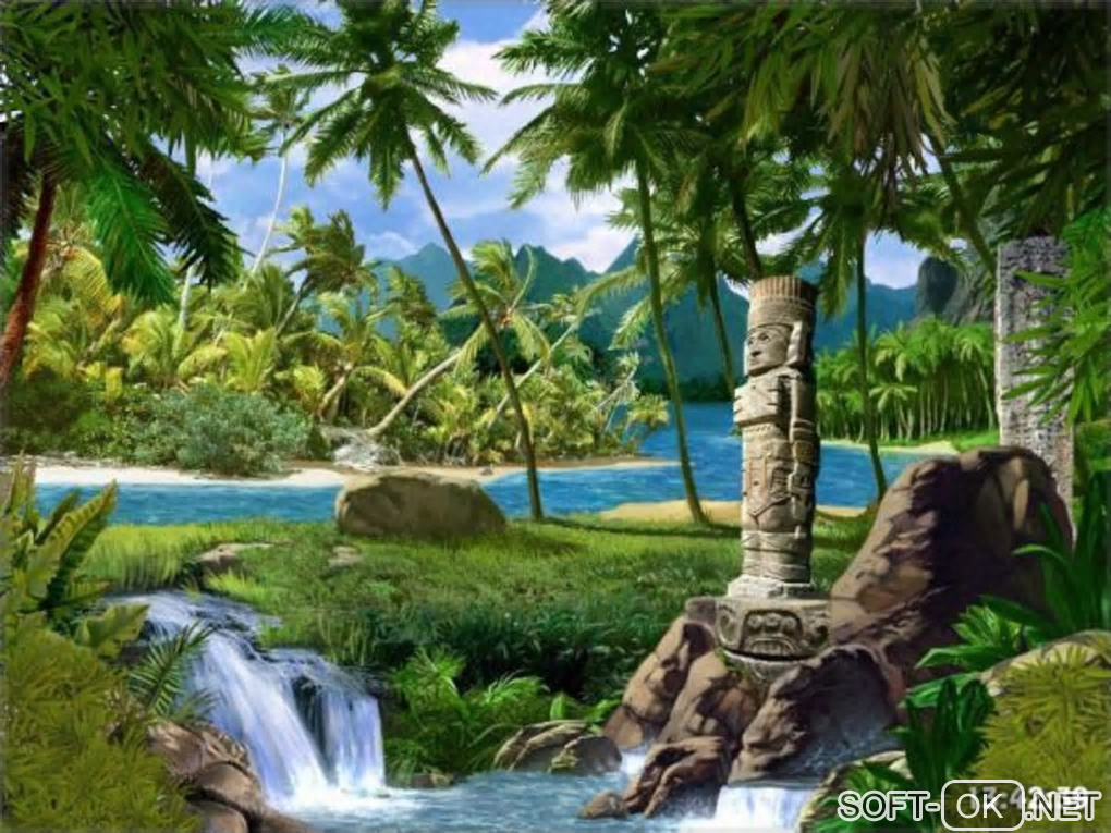 Screenshot №1 "Waterfalls and Ancient Gods screensaver"