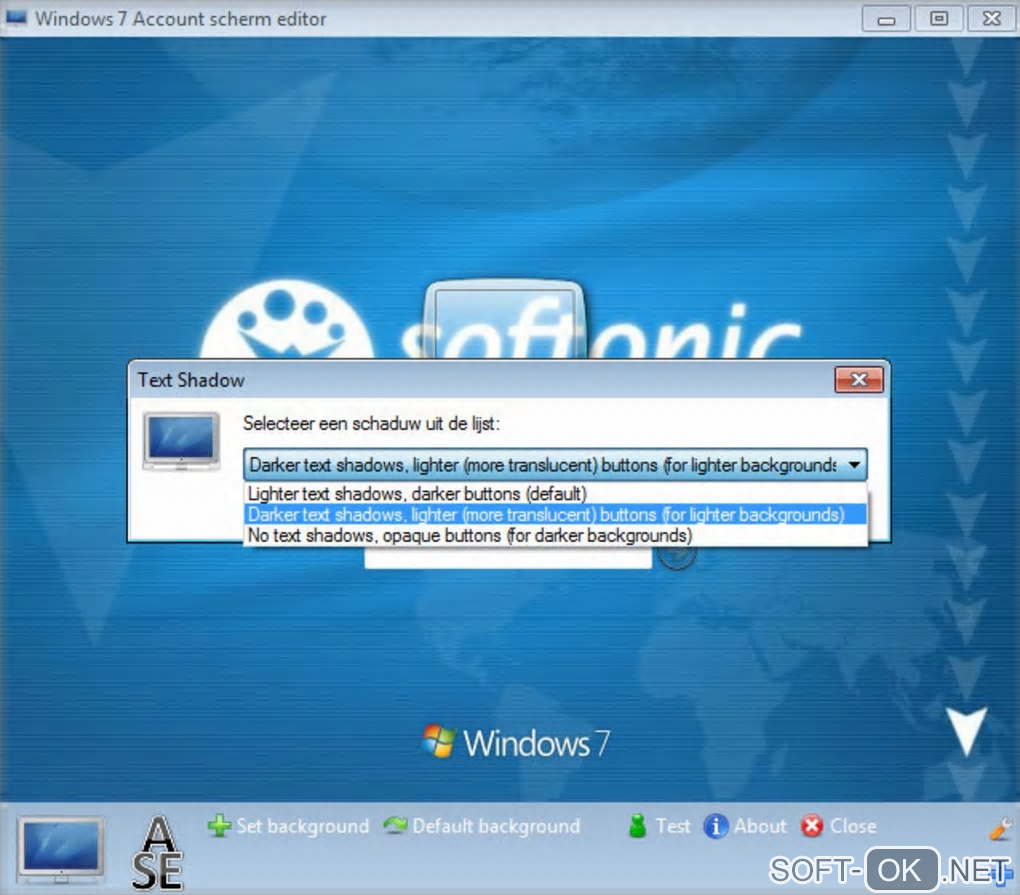 Screenshot №1 "Windows 7 Logon Screen Editor"