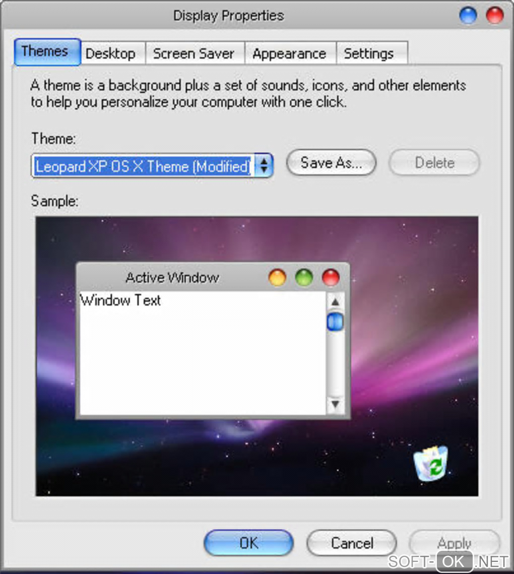 Screenshot №2 "Windows Leopard XP OS X"