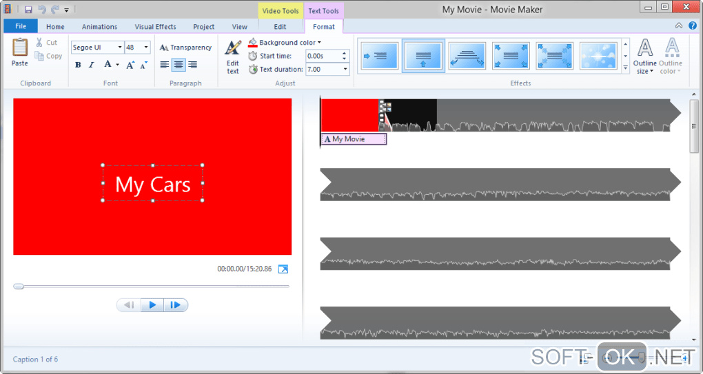 The appearance "Windows Movie Maker 2012"