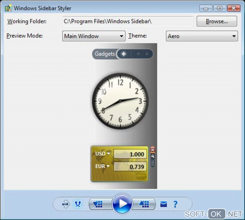 Screenshot №1 "Windows Sidebar Styler"