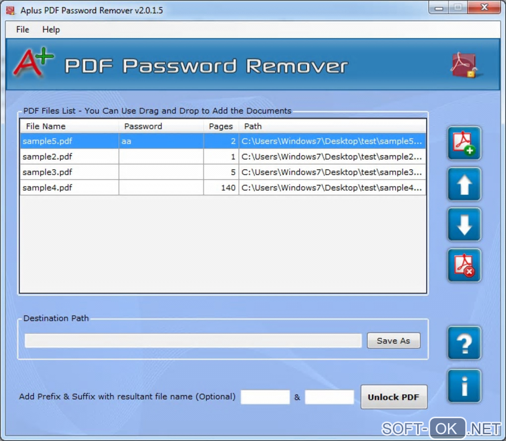 Screenshot №1 "Aplus PDF Password Remover"