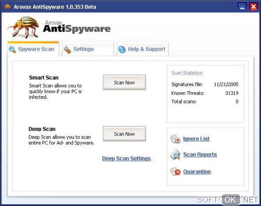 Screenshot №2 "Arovax AntiSpyware"