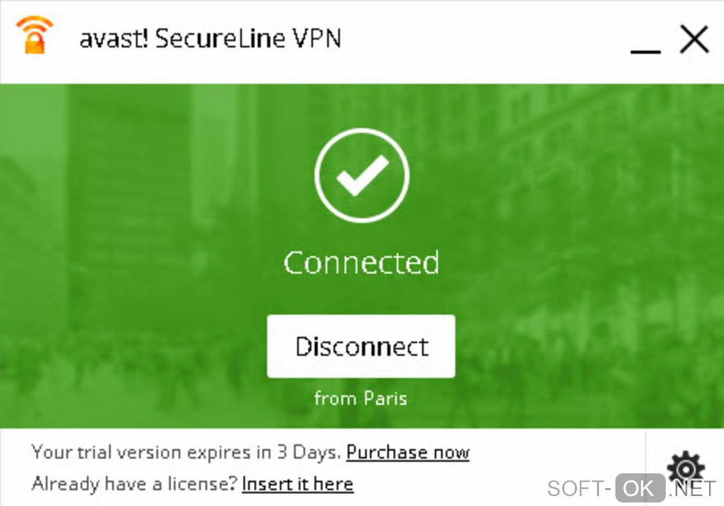 The appearance "Avast SecureLine VPN"