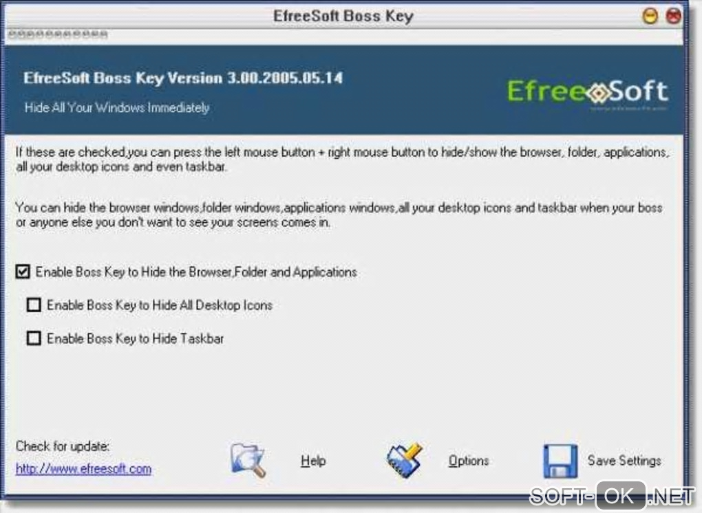 Screenshot №1 "EfreeSoft Boss Key"