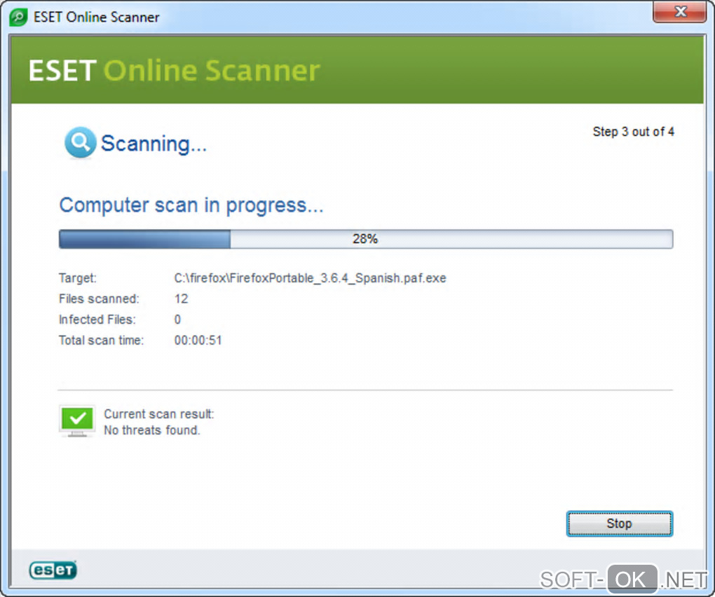 The appearance "ESET Online Scanner"