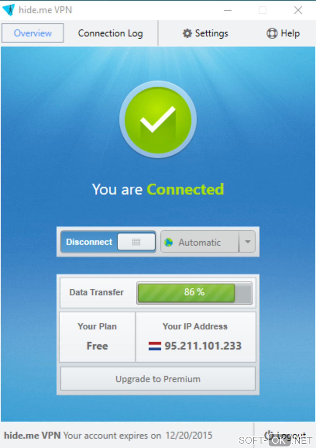 Screenshot №2 "hide.me VPN for Windows"
