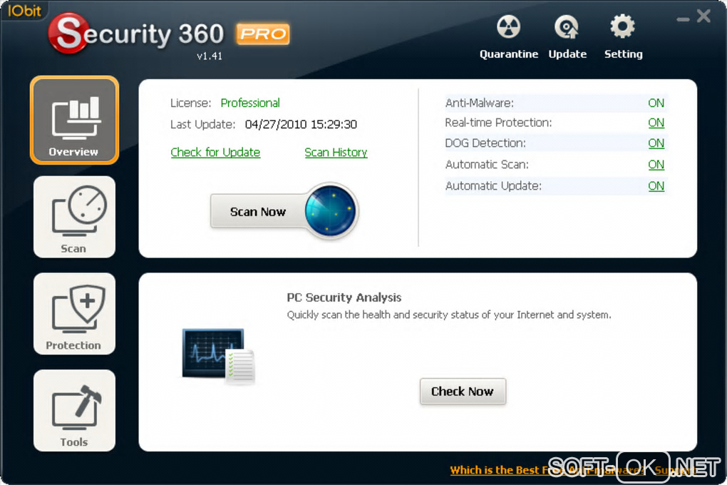 The appearance "IObit Security 360"