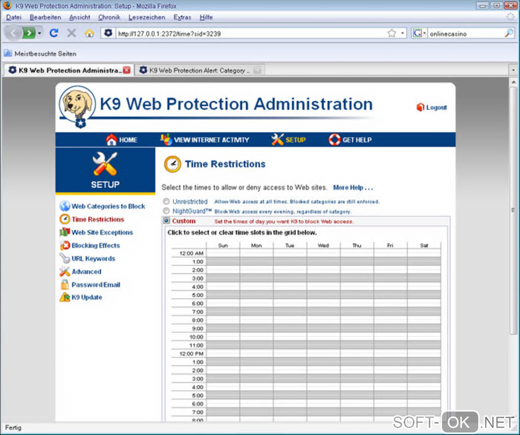 The appearance "K9 Web Protection"
