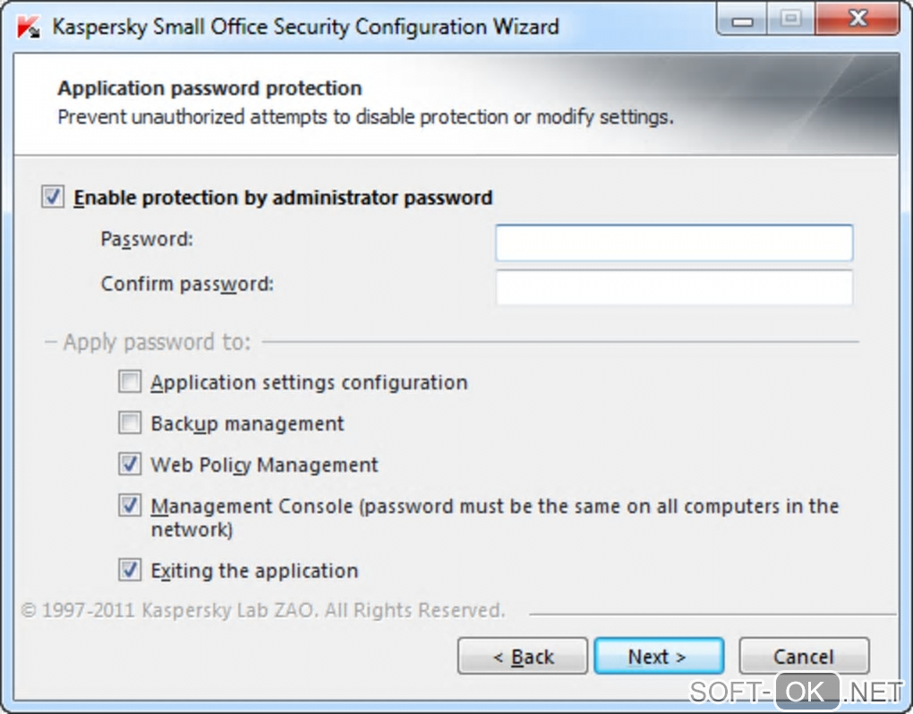 The appearance "Kaspersky Small Office Security"