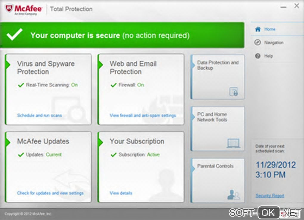 The appearance "McAfee Total Protection"