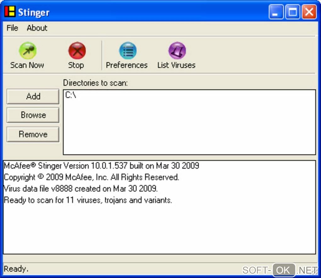 Screenshot №1 "McAfee W32/Conficker Stinger"