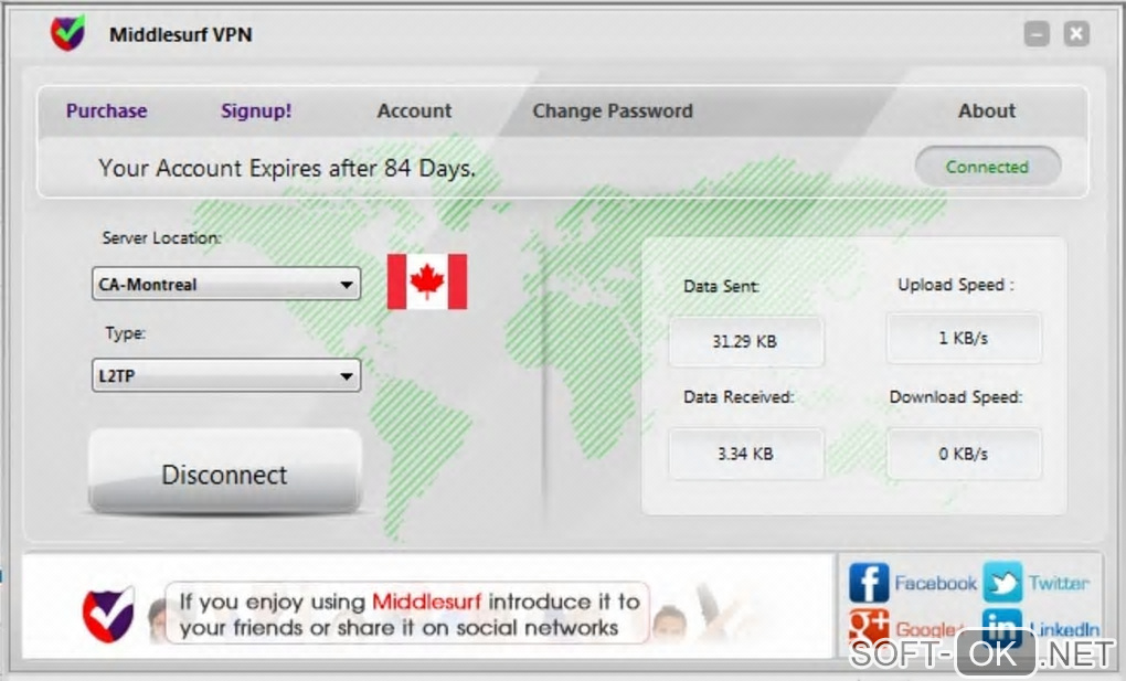 Screenshot №1 "Middlesurf VPN"