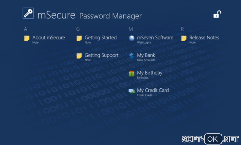 The appearance "mSecure"