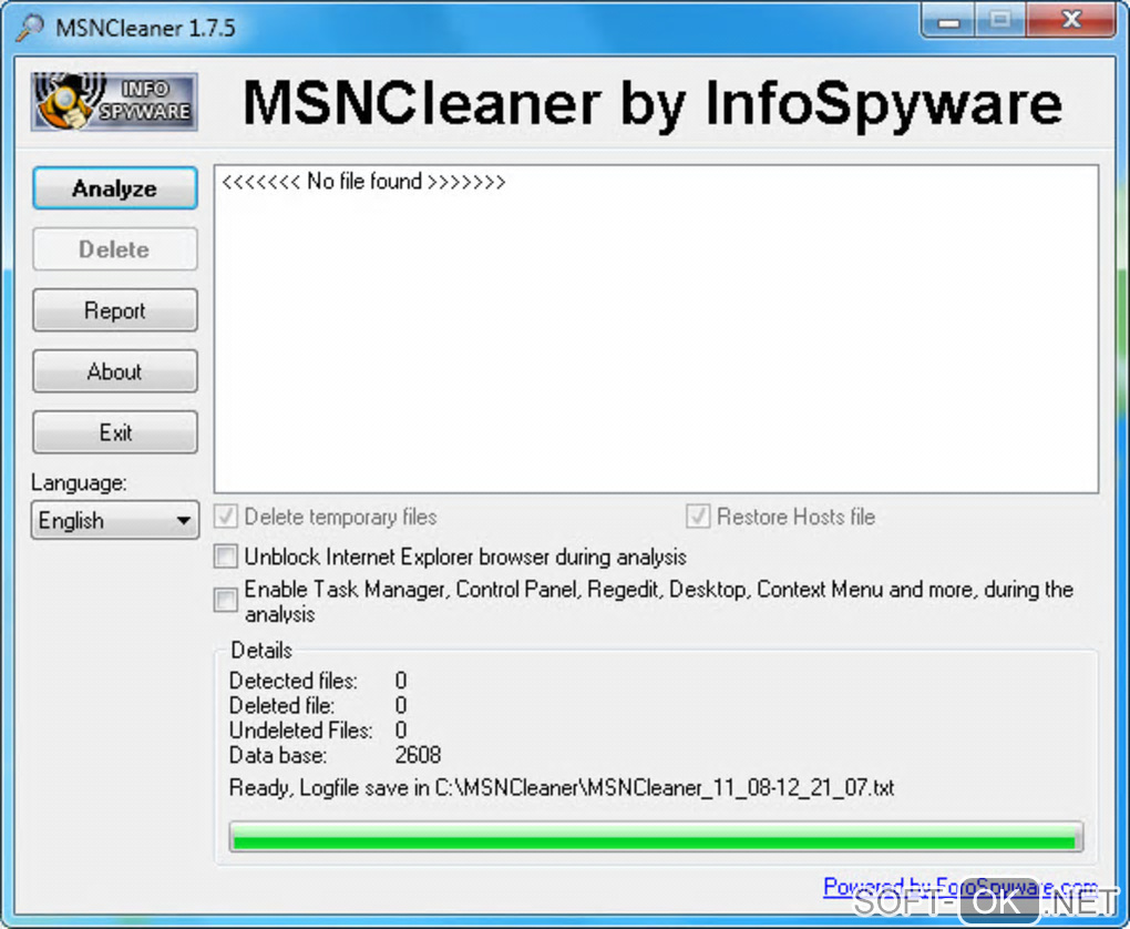Screenshot №1 "MSNCleaner"