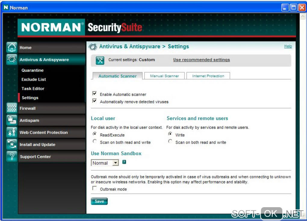 Screenshot №1 "Norman Antivirus & Antispyware"