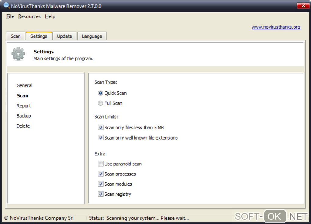 Screenshot №1 "NoVirusThanks Malware Remover"