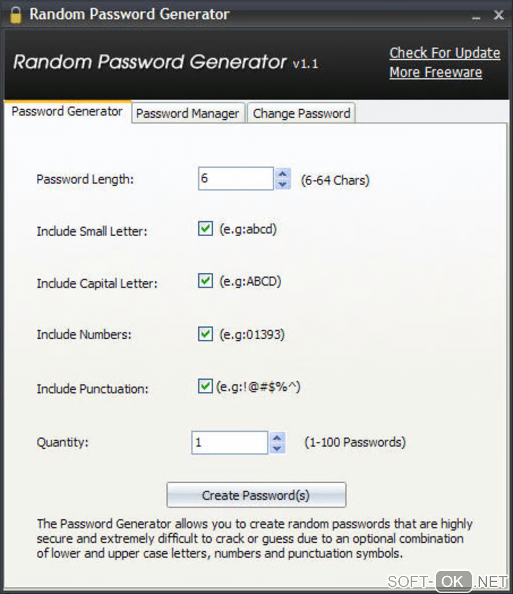 The appearance "Random Password Generator"