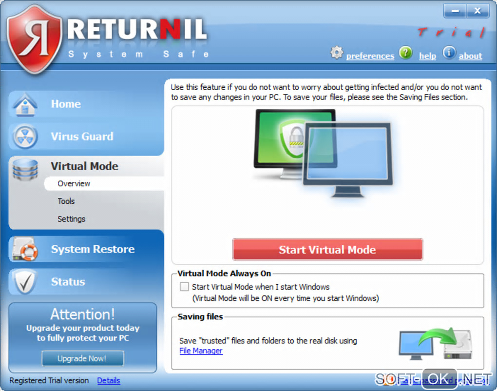 Screenshot №1 "Returnil System Safe"