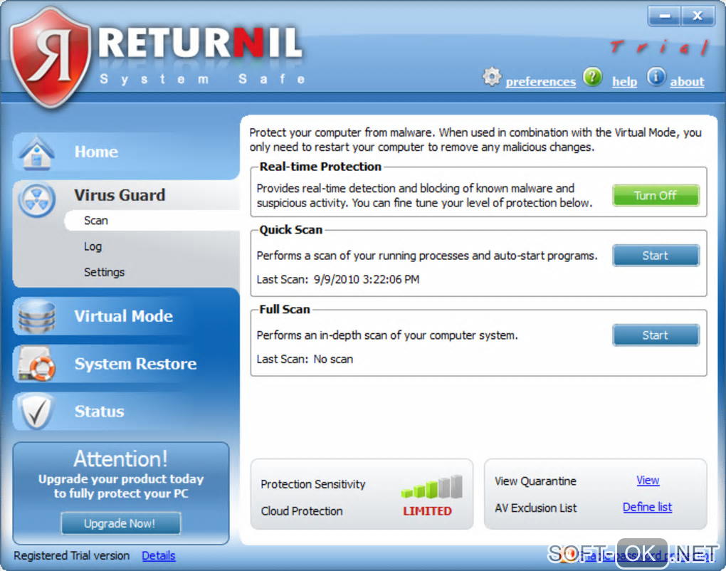 Screenshot №2 "Returnil System Safe"