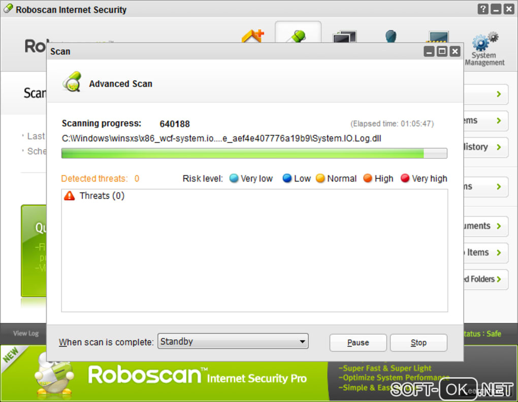 The appearance "Roboscan Internet Security Free (32bit)"