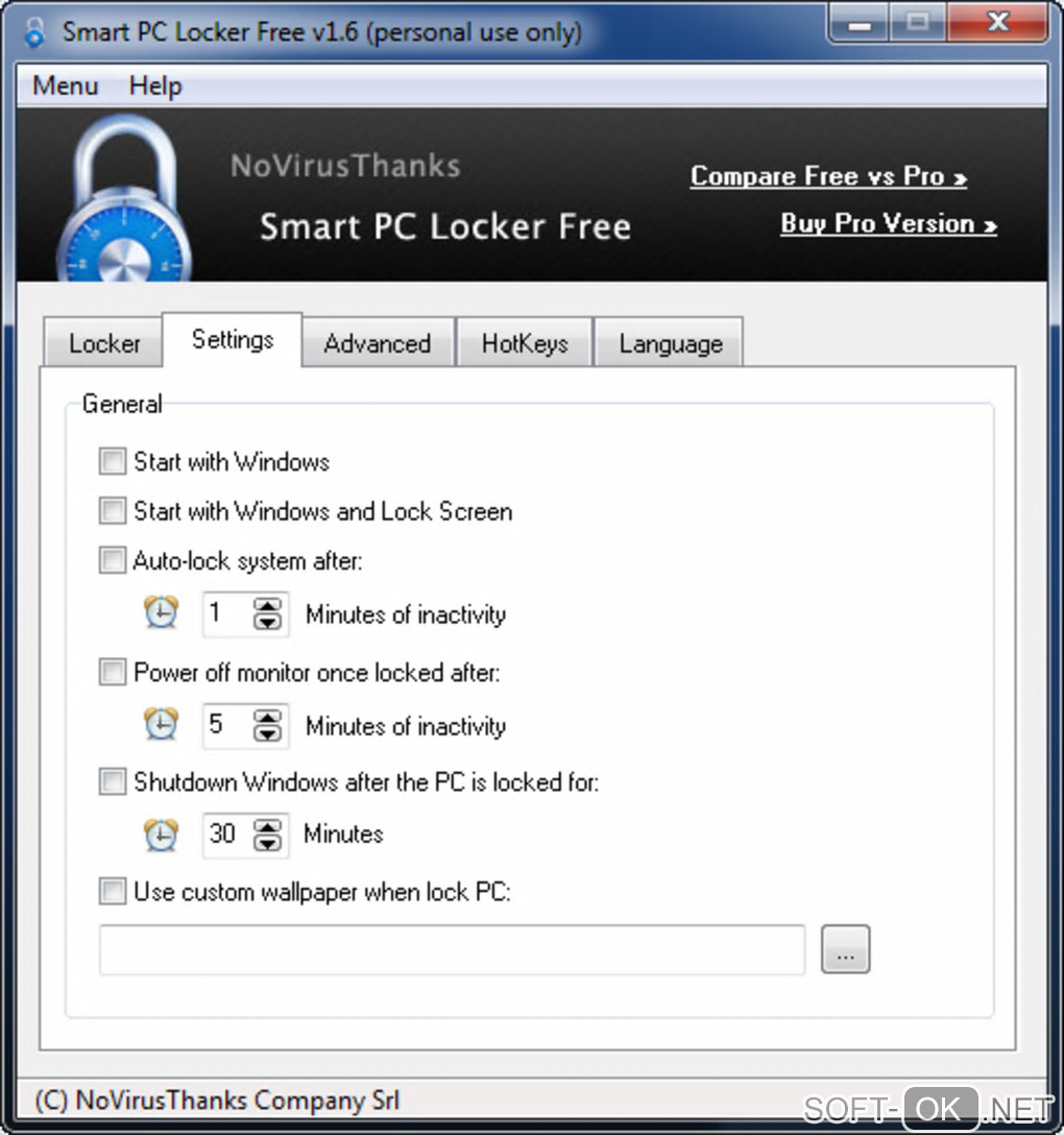 The appearance "Smart PC Locker Pro"