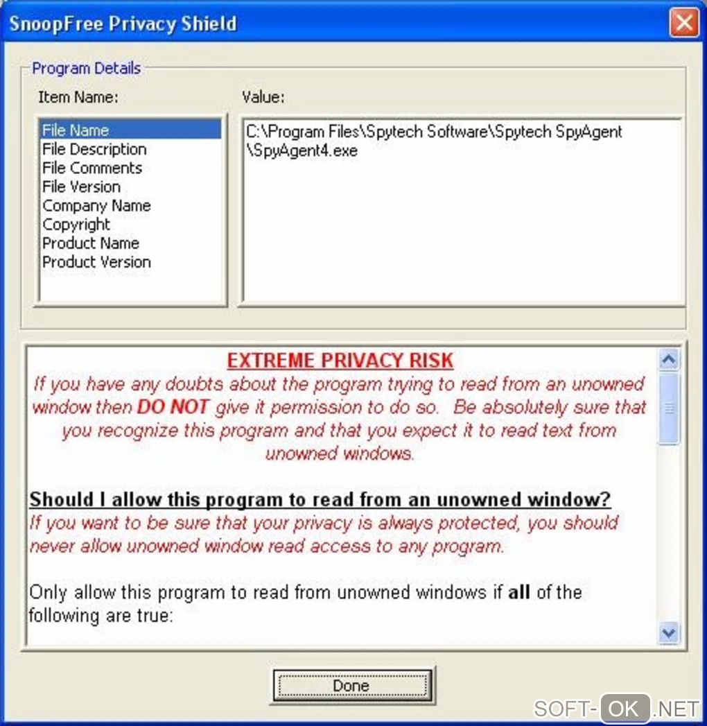 Screenshot №1 "SnoopFree Privacy Shield"