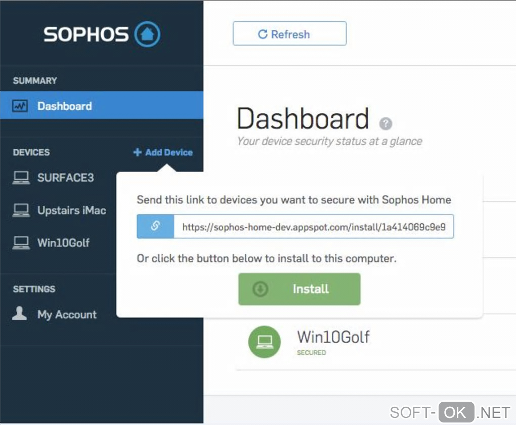 The appearance "Sophos Home Security Free"