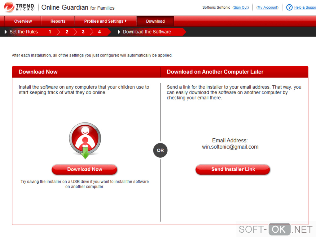 The appearance "Trend Micro Online Guardian for Families"