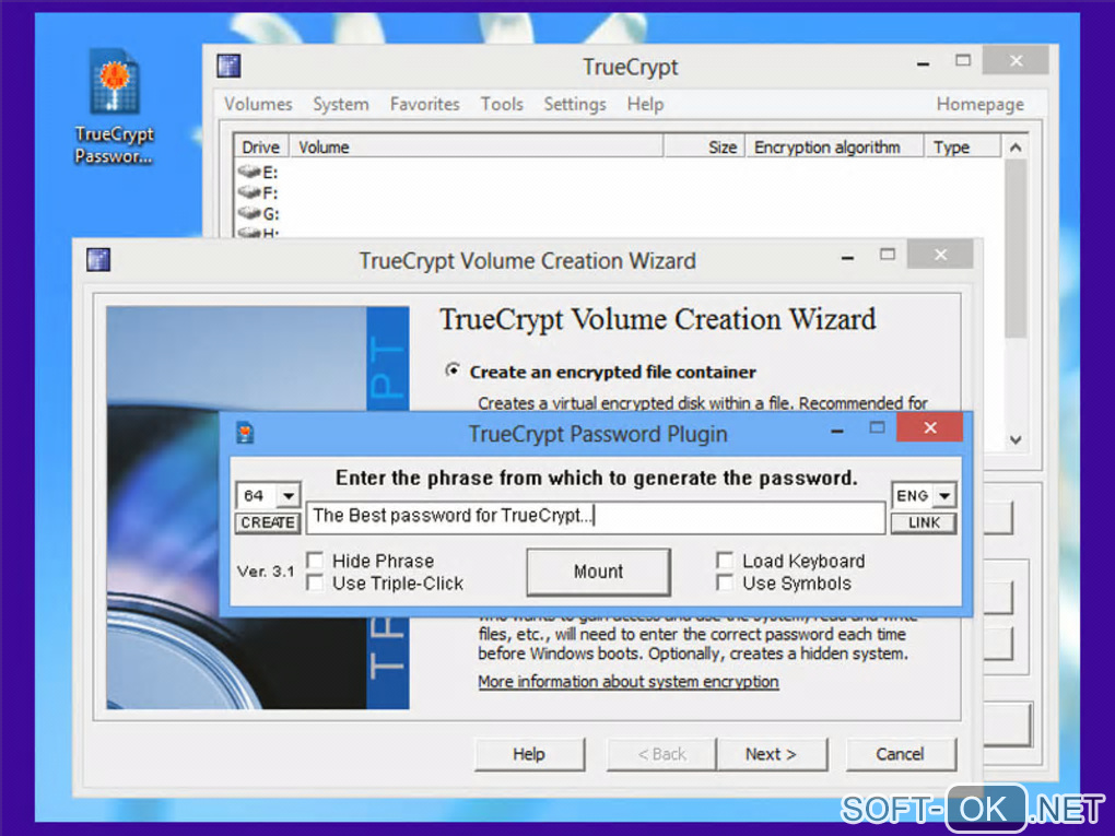 Screenshot №1 "TrueCrypt Password Plugin"