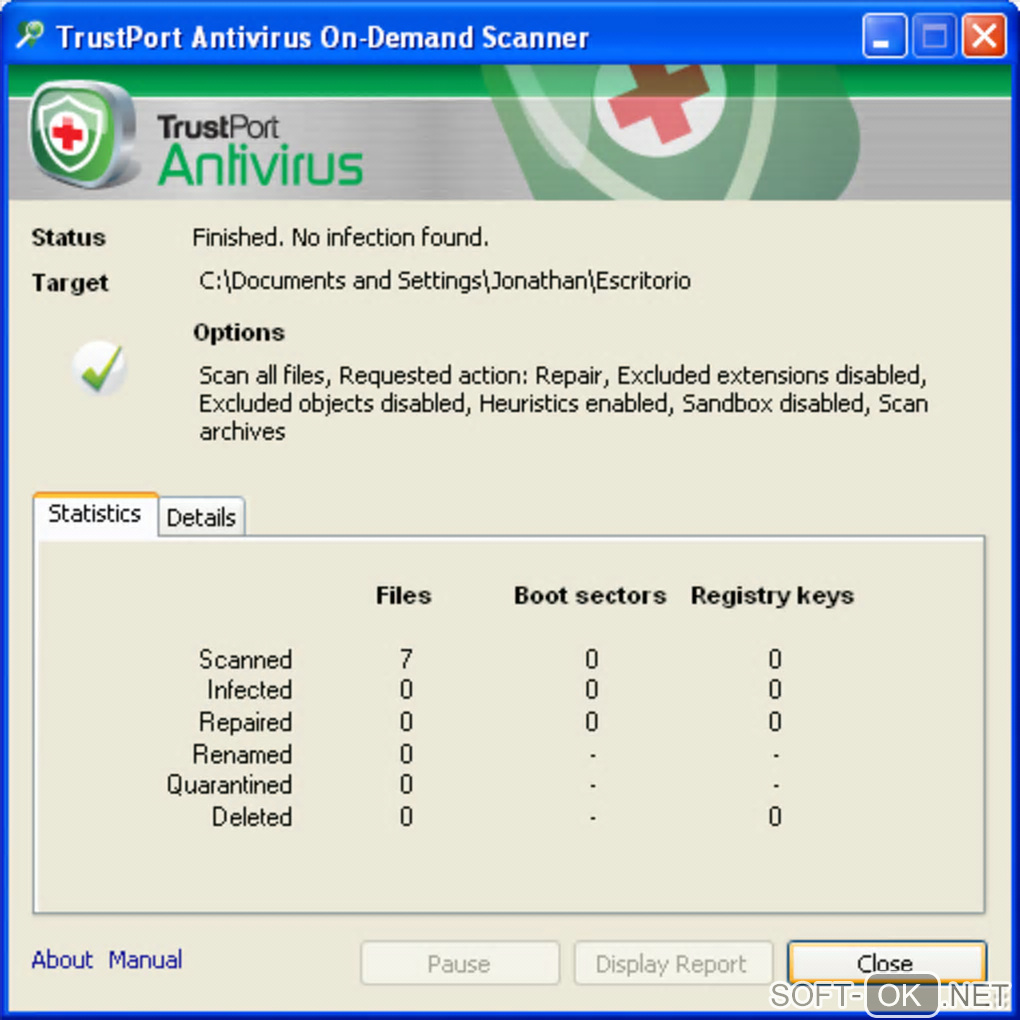 Screenshot №2 "Trustport Antivirus USB/U3 Edition"
