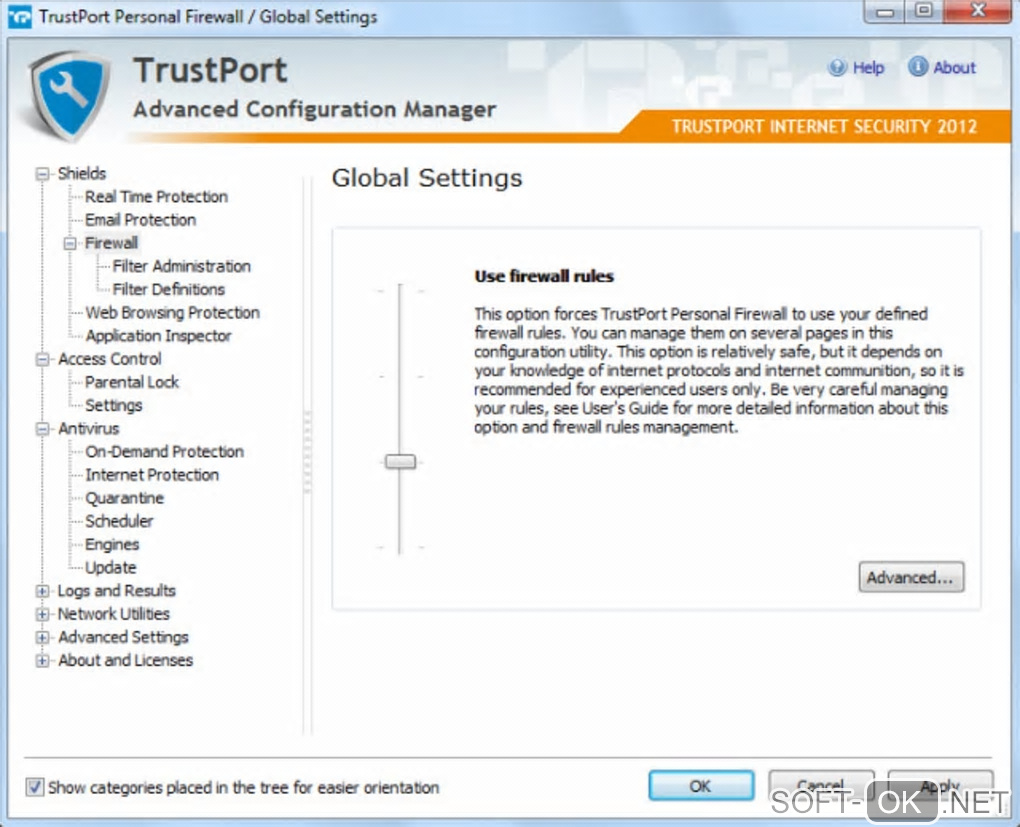 The appearance "TrustPort Internet Security"