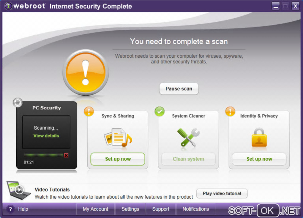 The appearance "Webroot Internet Security Complete"