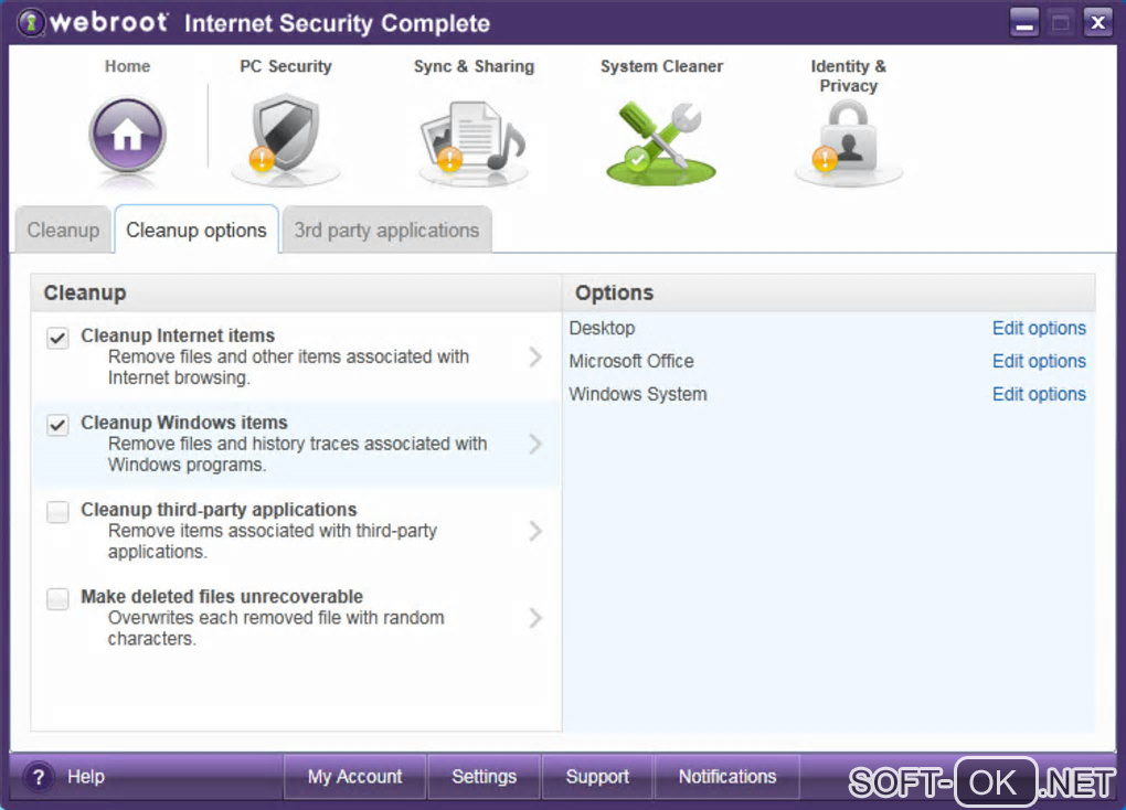 The appearance "Webroot Internet Security Complete"