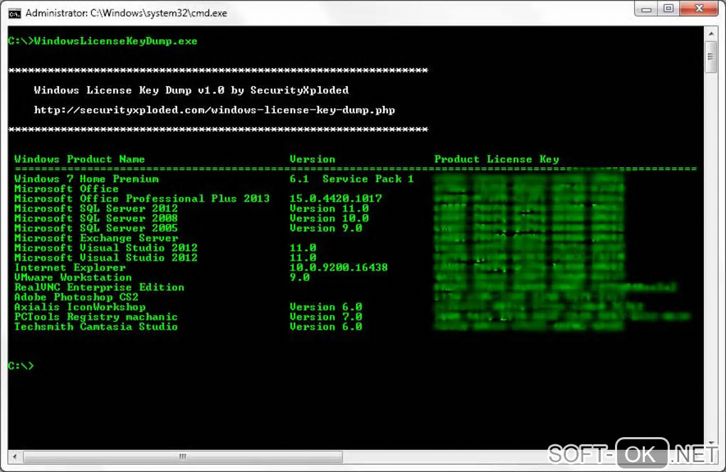 Screenshot №1 "Windows License Key Dump"