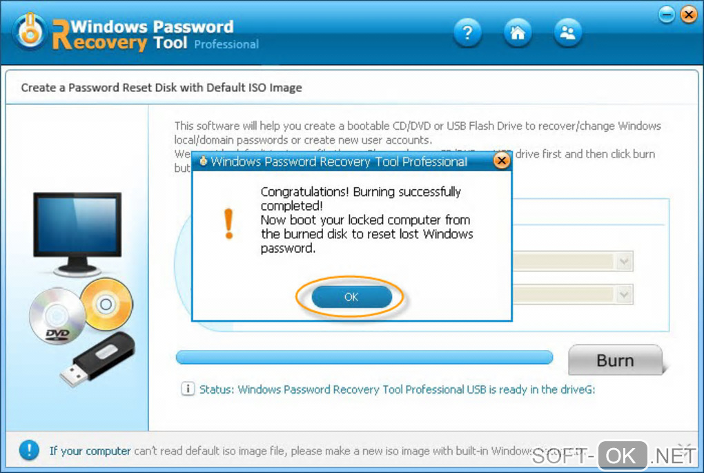 Screenshot №1 "Windows Password Recovery Tool Professional"
